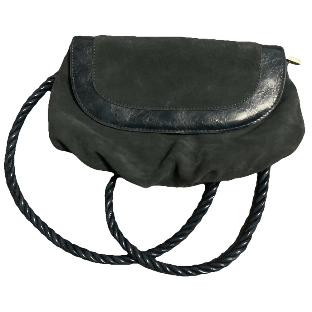 Anthropologie Suede Rope Strap Shoulder Bag | Slate Blue | Vintage Y2K Boho Bag - Picture 2 of 7